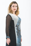 Beautiful Gray and Black Embroidered Long Kurti