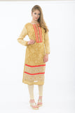 Classic Mustard & Red  Long Kurti
