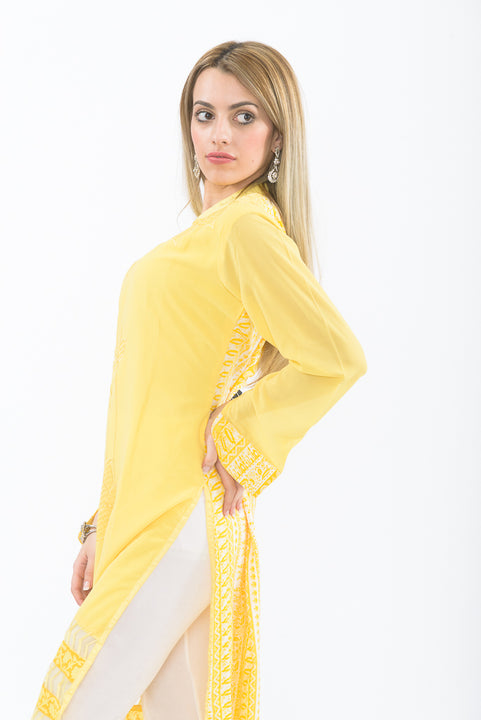Light Yellow Long Kurti