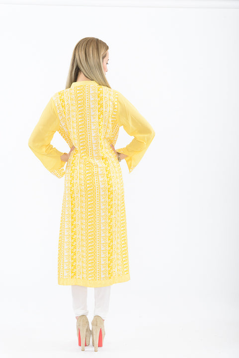 Light Yellow Long Kurti - Back