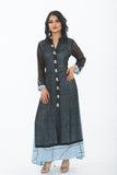 Grey and Black Long Kurti - Front