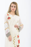 Off-white Floral Bloom Long Kurti - Closeup Front