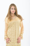 Designer Golden Long Kurti - Close up