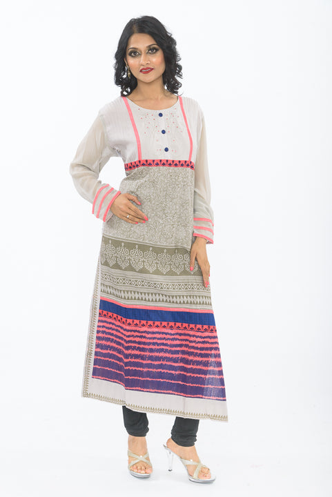 Exclusive Light Grey Long Kurti - Front