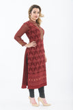 Deep Red Long Kurti with Leggings - Side