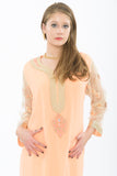 Light Peach and Gold Long Kurti - Close up