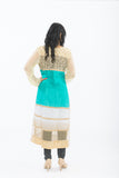Off White and Turquoise Long Kurti - Back