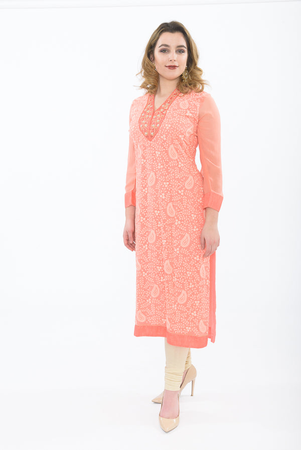 Delicate Carnation Pink Kurti Salwar Kameez