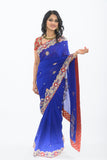 Glimmering Cobalt Party Wear Sari
