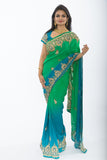 Divine Sage and Teal Ombre Pre Pleated Sari