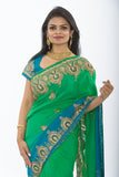 Divine Sage and Teal Ombre Pre Pleated Sari