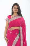 Opulent Raspberry with Diamond Border Sari S405