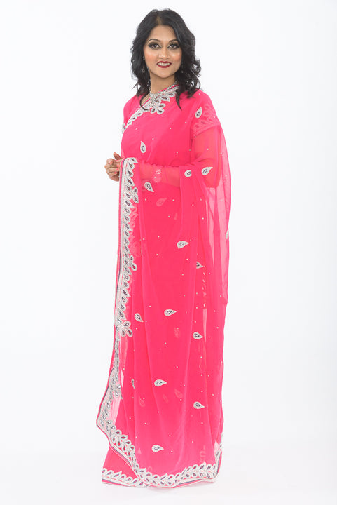 Diva Pink Ready Made Pre Stitched Sari