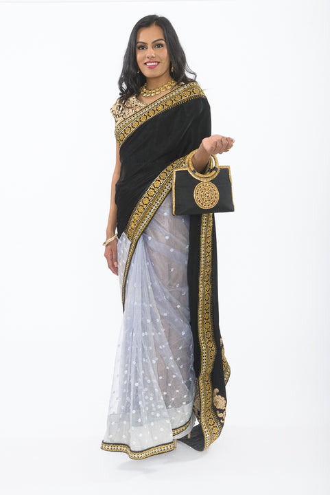 Midsummer Night Black & Gold Ready-Made Pre Pleated Sari