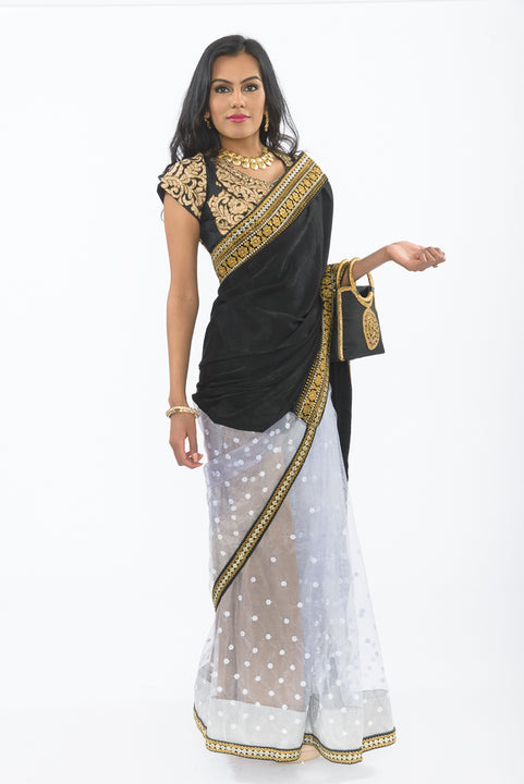 Midsummer Night Black & Gold Ready-Made Pre Pleated Sari