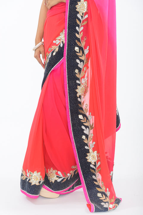 Party Pink Ombre Sari