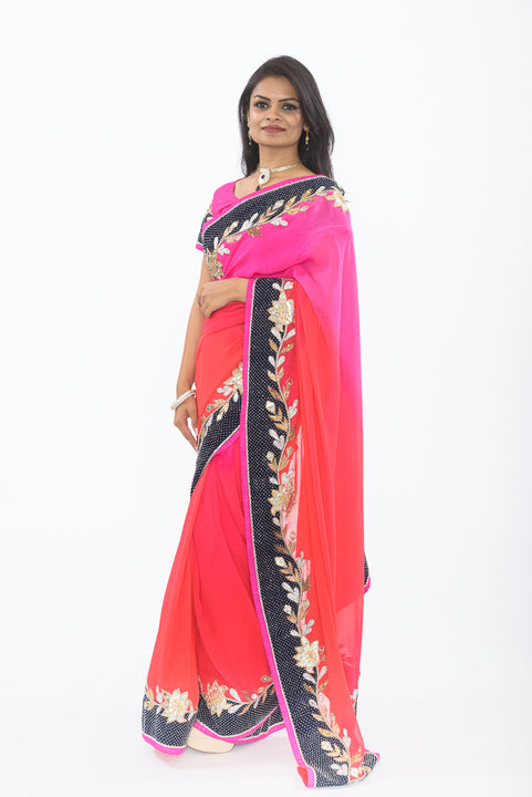 Party Pink Ombre Sari
