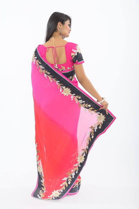 Party Pink Ombre Sari