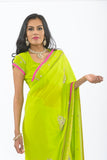 Liril Lime with Diamond Embroidery Party-wear Sari