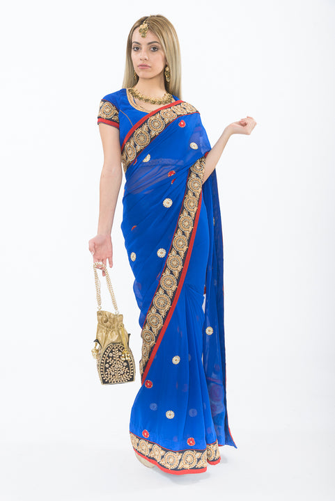 Atlantic Royal Blue Ready-Made Pre Pleated Sari