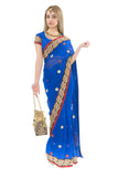 Atlantic Royal Blue Ready-Made Pre Pleated Sari-SNT10141