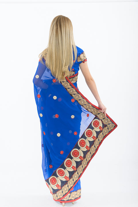 Atlantic Royal Blue Ready-Made Pre Pleated Sari