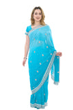 In the Clouds Blue Pre-Pleated Sari