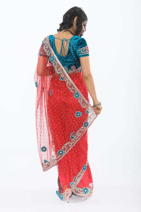 Dazzling Ruby Ready-Made Pre-Pleated Sari