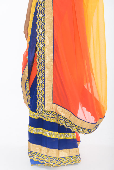 Radiant Sunrise Ready-Made Pre-Pleated Sari