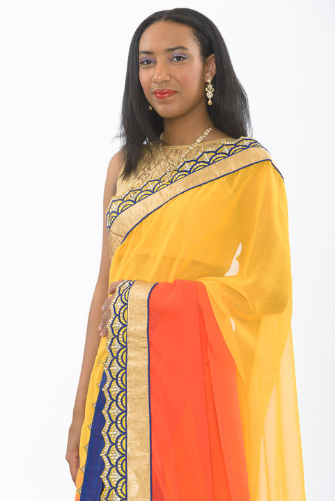 Radiant Sunrise Ready-Made Pre-Pleated Sari