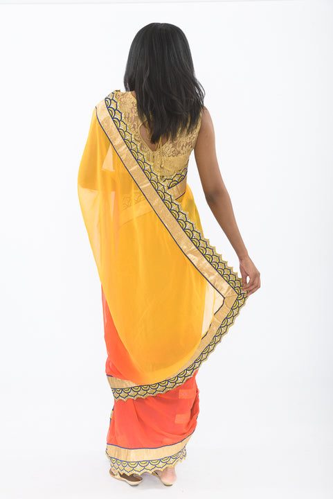 Radiant Sunrise Ready-Made Pre-Pleated Sari