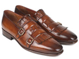 Paul Parkman Men's Brown Kiltie Double Monkstraps Shoes (ID#ST37VF)