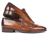 Paul Parkman Men's Brown Kiltie Double Monkstraps Shoes (ID#ST37VF) Size 9-9.5 D(M) US