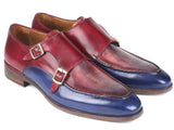 Paul Parkman Blue & Bordeaux Double Monkstraps Shoes (ID#SW533YR) Size 8-8.5 D(M) US