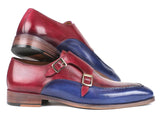Paul Parkman Blue & Bordeaux Double Monkstraps Shoes (ID#SW533YR) Size 7.5 D(M) US