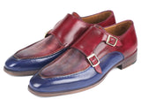 Paul Parkman Blue & Bordeaux Double Monkstraps Shoes (ID#SW533YR) Size 9-9.5 D(M) US