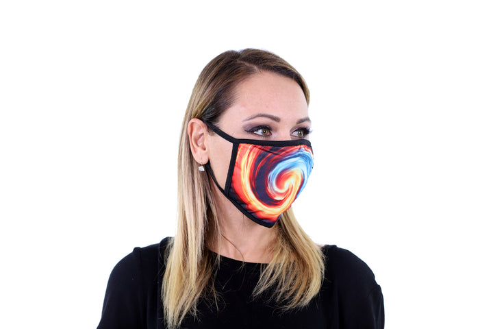 3 Pk Swirl Printed Multi Colored Reusable Face Mask Unisex Breathable Washable 2 Layer Ice Silk & Cotton Fabric