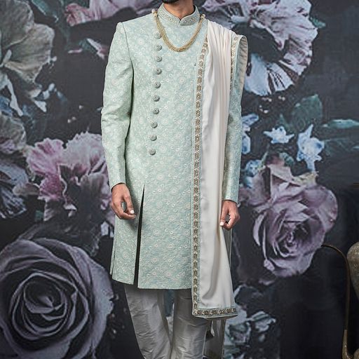 Contemporary Firozi Indian Wedding Sherwani For Men - WS135028SNT