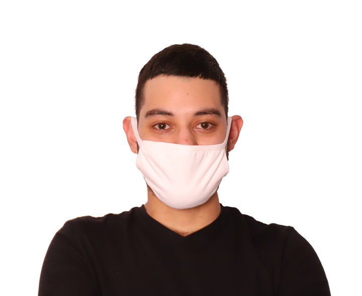 3 Pack White Reusable Face Mask - Unisex Washable with 3 Layers Breathable Cotton Fabric