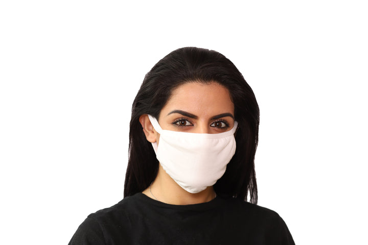 3 Pack White Reusable Face Mask - Unisex Washable with 3 Layers Breathable Cotton Fabric