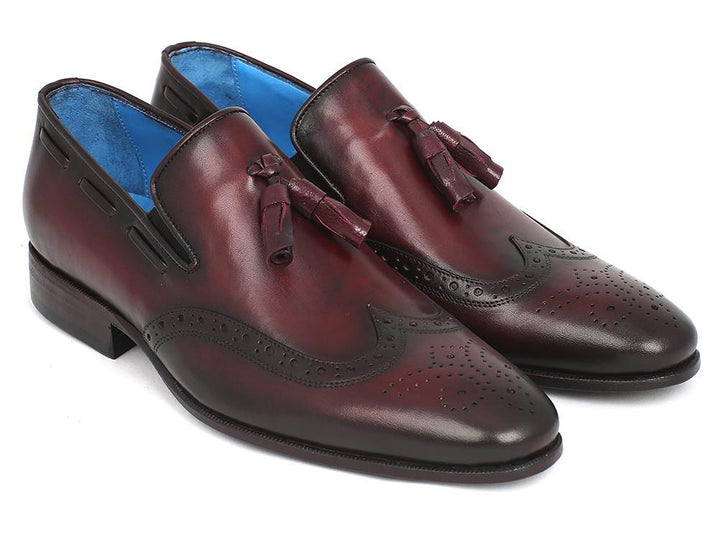 Paul Parkman Men's Wingtip Tassel Loafers Bordeaux Shoes (ID#WL34-BRD) Size 9-9.5 D(M) US