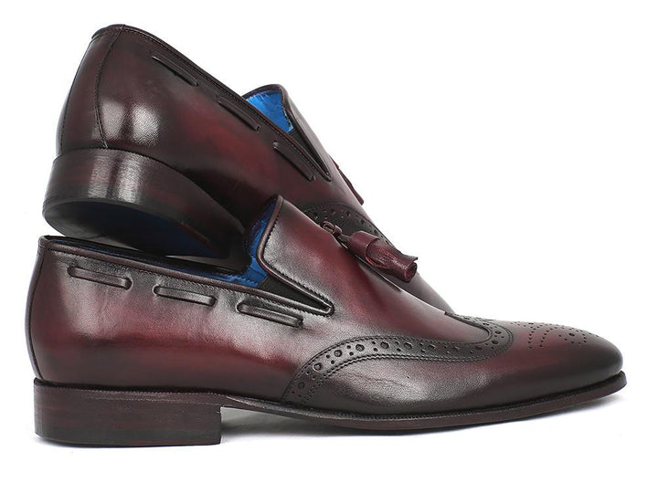 Paul Parkman Men's Wingtip Tassel Loafers Bordeaux Shoes (ID#WL34-BRD) Size 6 D(M) US