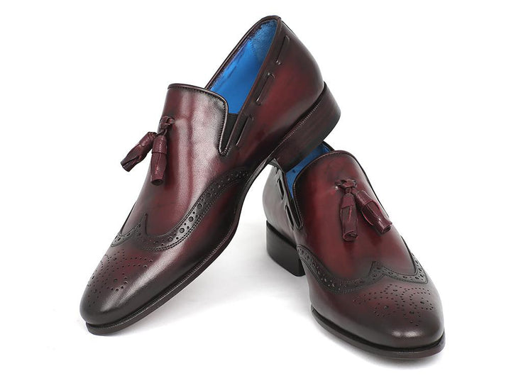 Paul Parkman Men's Wingtip Tassel Loafers Bordeaux Shoes (ID#WL34-BRD) Size 9-9.5 D(M) US