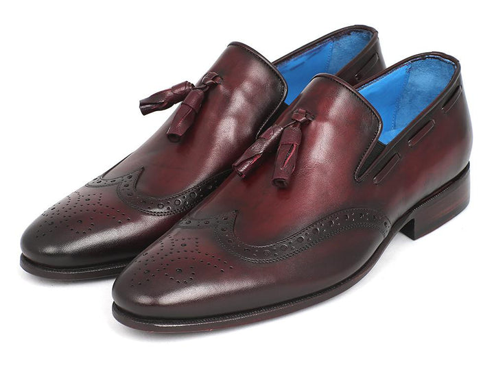 Paul Parkman Men's Wingtip Tassel Loafers Bordeaux Shoes (ID#WL34-BRD) Size 7.5 D(M) US