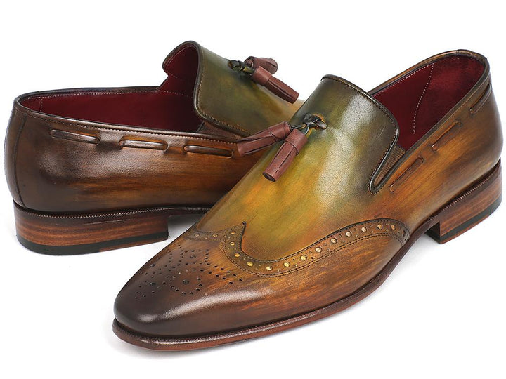 Paul Parkman Men's Wingtip Tassel Loafers Green Shoes (ID#WL34-GRN) Size 12-12.5 D(M) US