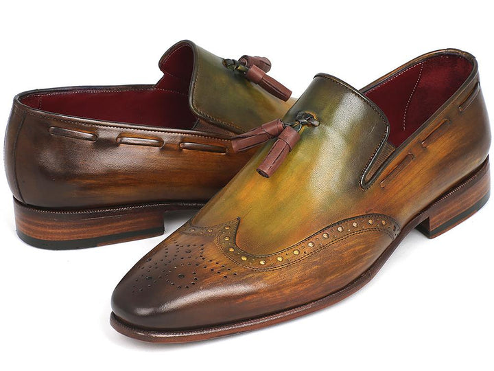 Paul Parkman Men's Wingtip Tassel Loafers Green Shoes (ID#WL34-GRN) Size 10.5-11 D(M) US