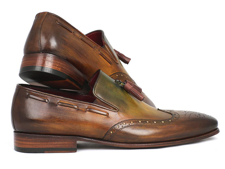 Paul Parkman Men's Wingtip Tassel Loafers Green Shoes (ID#WL34-GRN) Size 9.5-10 D(M) US