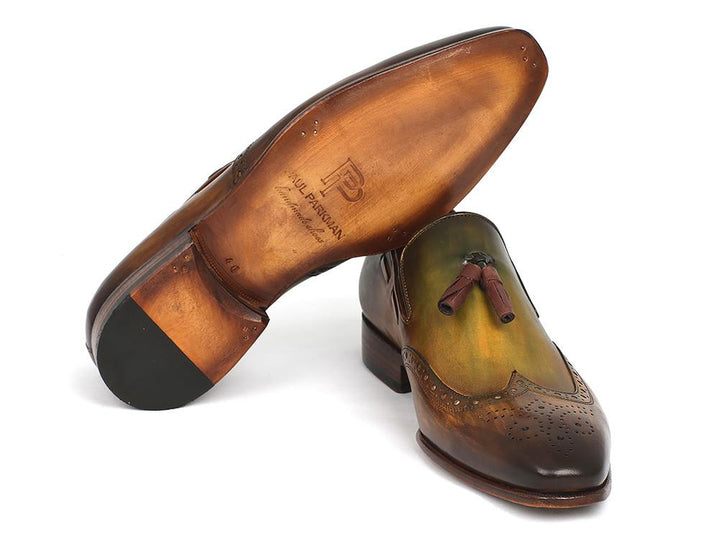 Paul Parkman Men's Wingtip Tassel Loafers Green Shoes (ID#WL34-GRN)