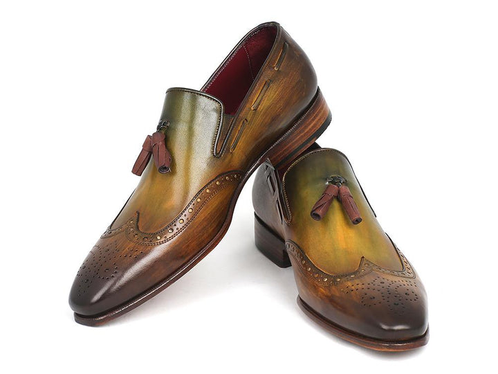 Paul Parkman Men's Wingtip Tassel Loafers Green Shoes (ID#WL34-GRN) Size 9.5-10 D(M) US