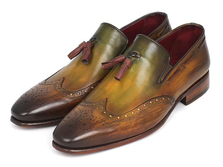 Paul Parkman Men's Wingtip Tassel Loafers Green Shoes (ID#WL34-GRN) Size 12-12.5 D(M) US